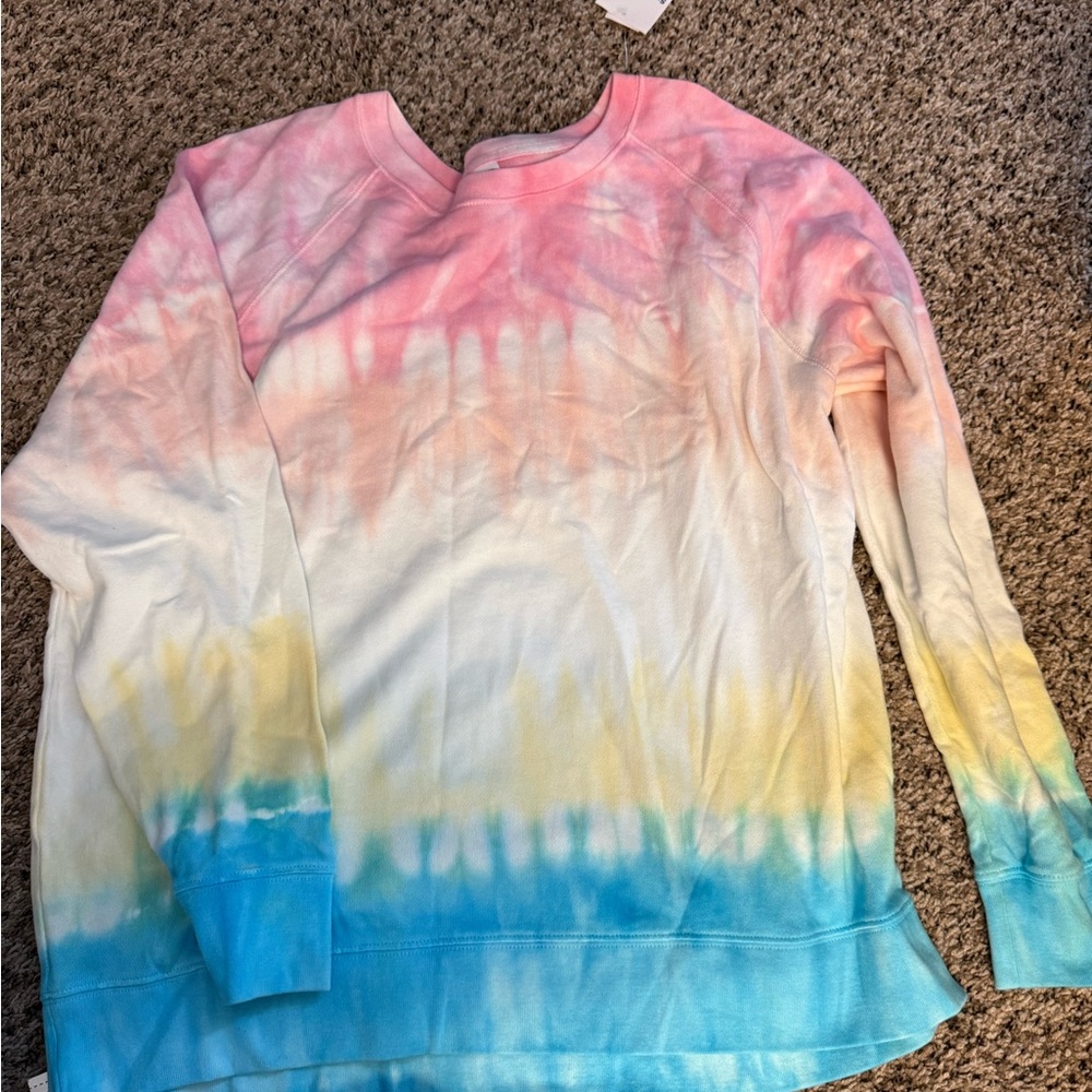 Old Navy Pink and White Tie-Dye Sweatshirt